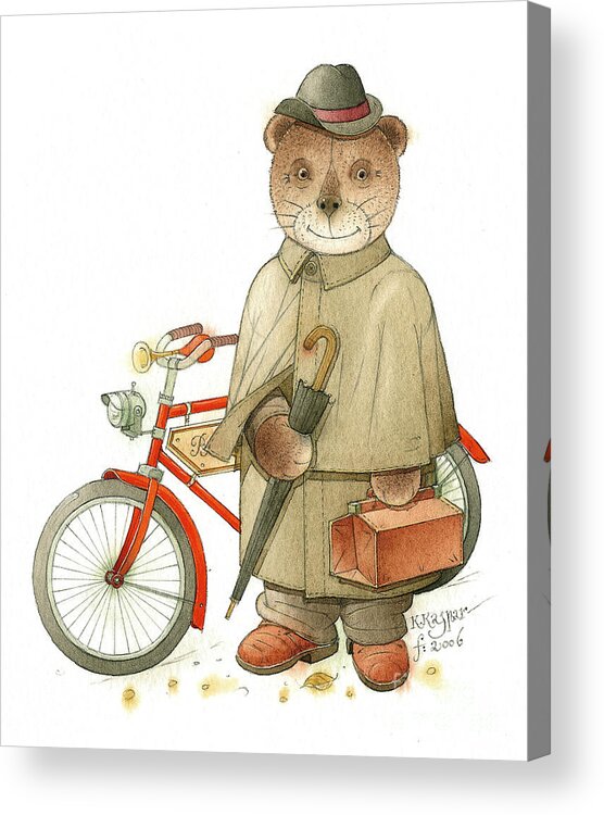 Bear Party Bike Doctor Crime Detective Investigation Animals Evening Acrylic Print featuring the drawing The Missing Picture19 by Kestutis Kasparavicius