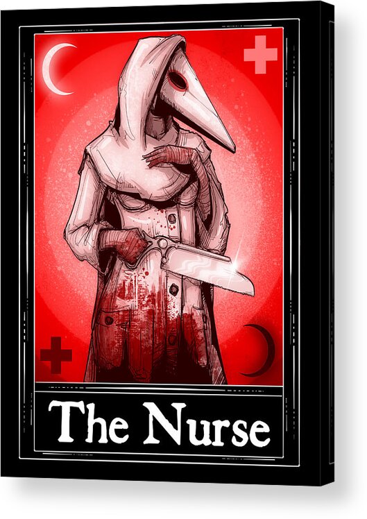 Nurse Acrylic Print featuring the drawing The Nurse Tarot by Ludwig Van Bacon