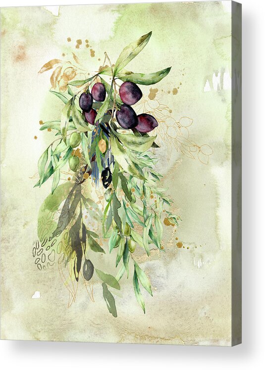 Olives Acrylic Print featuring the mixed media The Olive Tree of Life by Colleen Taylor