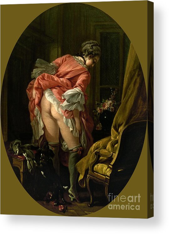 The Raised Skirt Acrylic Print featuring the painting The Raised Skirt by Francois Boucher