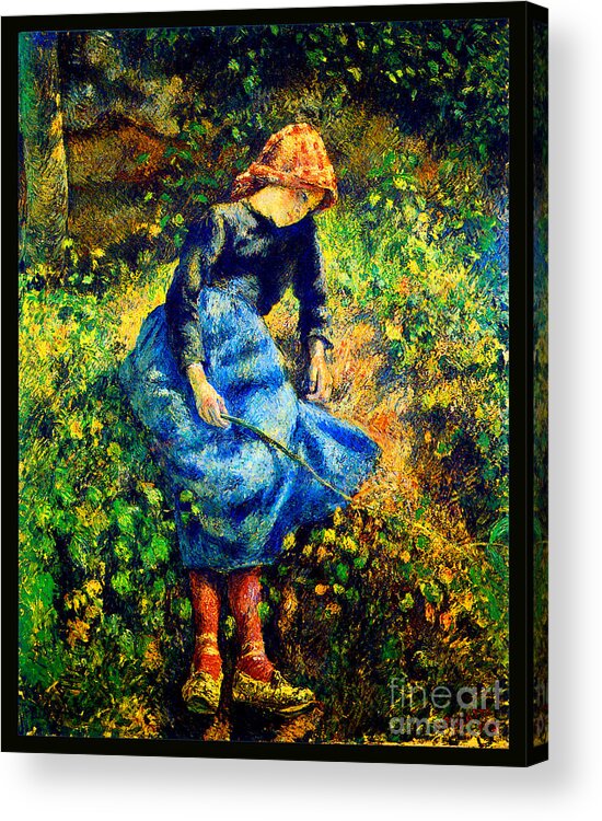 Camille Acrylic Print featuring the painting The Shepherdess 1881 by Camille Pissarro