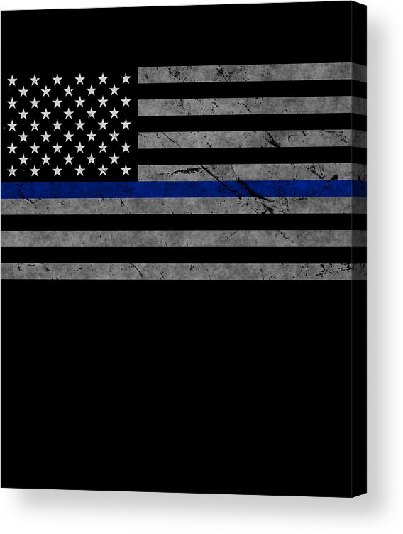 Cool Acrylic Print featuring the digital art Thin Blue Line US Flag by Flippin Sweet Gear
