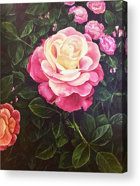 Rose Acrylic Print featuring the painting Thorn Bush by Mary Palmer