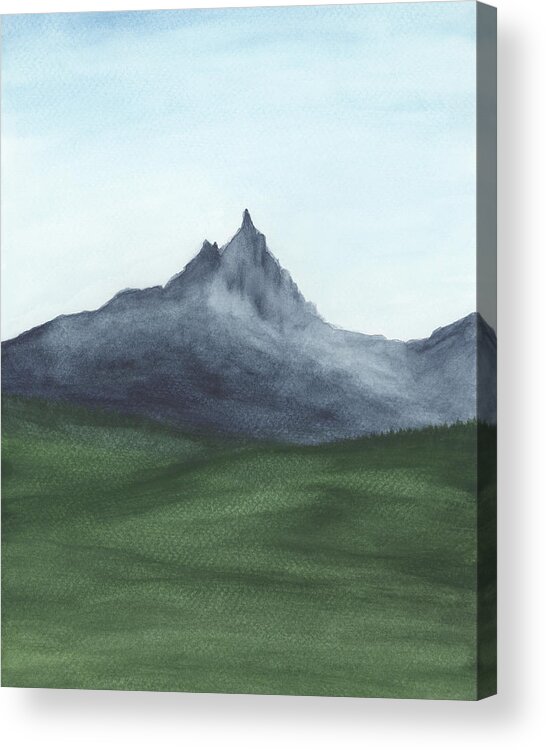 Sky Blue Acrylic Print featuring the painting Three Fingered Jack by Rachel Elise