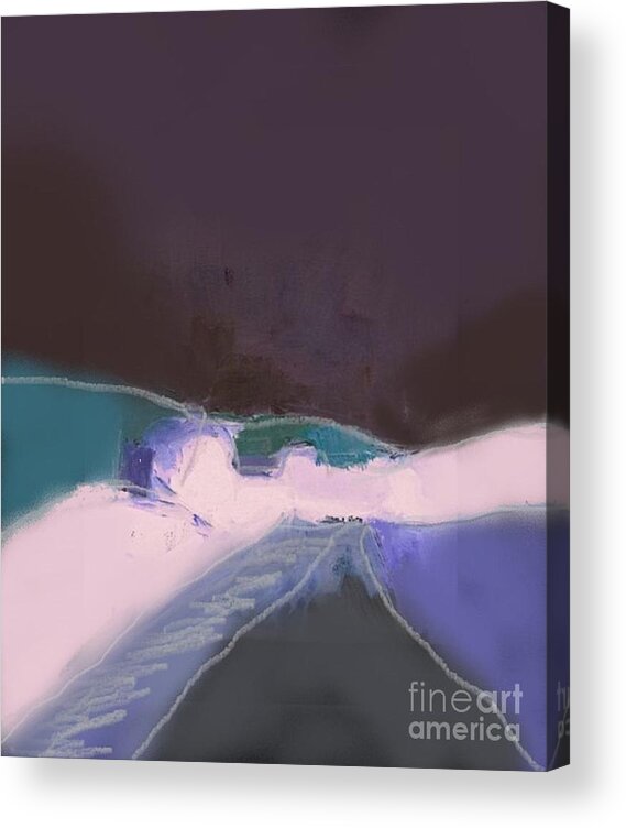 Abstract Landscape Acrylic Print featuring the painting Through the purple darkness by Vesna Antic