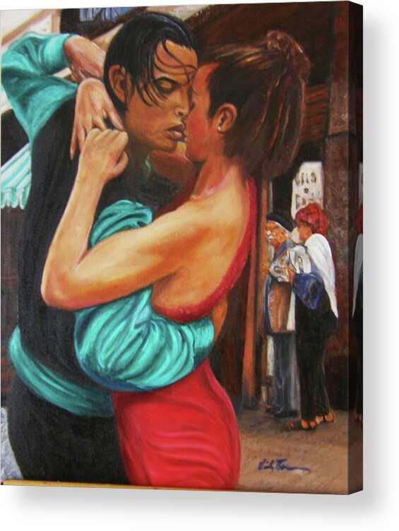 Tango Dancers Acrylic Print featuring the painting Together Forever by Victor Thomason