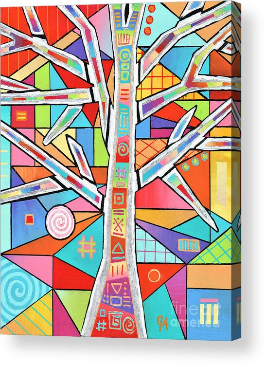 Tree Acrylic Print featuring the painting Totem Tree by Jeremy Aiyadurai