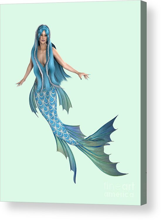 Turquoise Mermaid Tail Scales Acrylic Print featuring the digital art Turquoise Mermaid Tail Scales by Two Hivelys