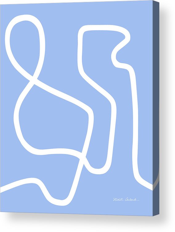 Nikita Coulombe Acrylic Print featuring the painting Untitled VIII white line on periwinkle background by Nikita Coulombe