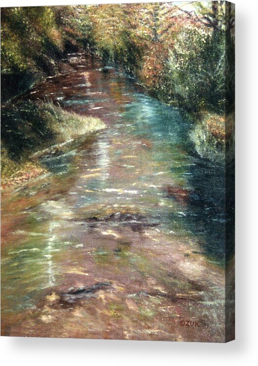 Karen Zuk Rosenblatt Art And Photography Acrylic Print featuring the painting Upstream by Karen Zuk Rosenblatt