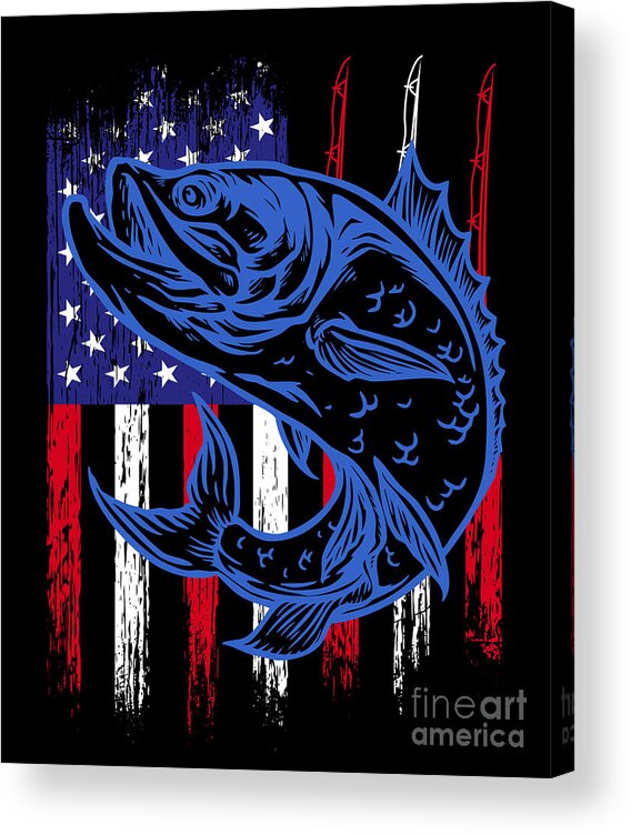 USA Flag Bass Fishing Rod Fisher Angling Fisherman Gift Acrylic Print by  Thomas Larch - Pixels