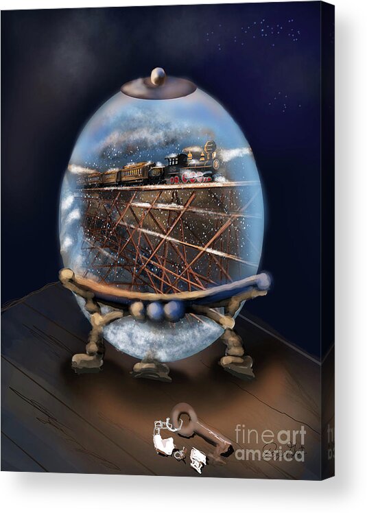 Train Acrylic Print featuring the digital art V and T snow globe by Doug Gist