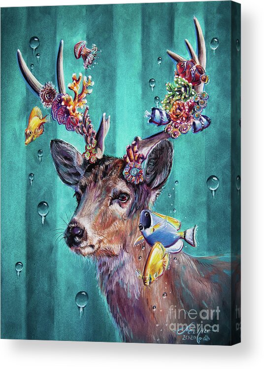 Deer Acrylic Print featuring the painting Vertigo by Lachri