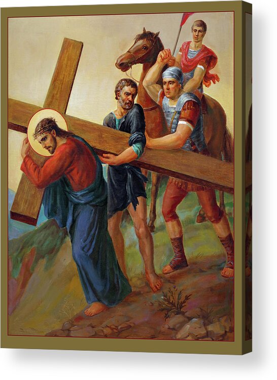 Via Dolorosa Acrylic Print featuring the painting Via Dolorosa - Way Of The Cross - 5 by Svitozar Nenyuk