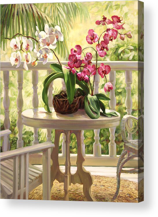 Orchid Acrylic Print featuring the painting Victorian Orchids. by Laurie Snow Hein