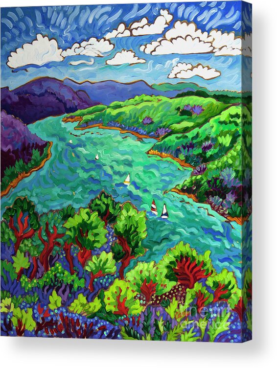 Finger Lakes Acrylic Print featuring the painting View from Esperanza by Cathy Carey