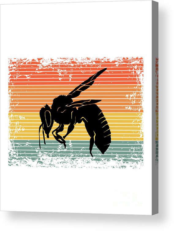 Bee Acrylic Print featuring the digital art Vintage Bee Wasp Insect Gift Idea by J M