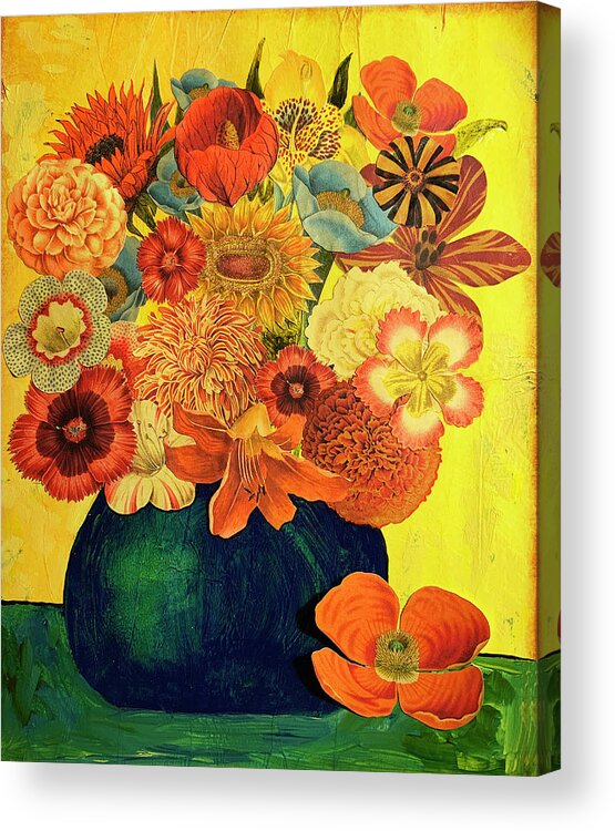 Art Tissue Acrylic Print featuring the mixed media Vintage Bouquet #1 by Lorena Cassady