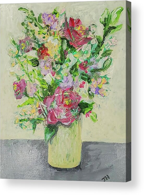 Flowers Acrylic Print featuring the painting Warm Hugs Bouquet by Jean Haynes