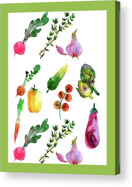 Variety Acrylic Print featuring the digital art Watercolor Salad by Fine Art by Alexandra