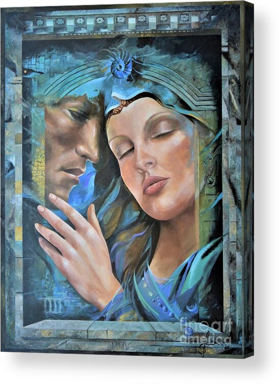 Beauty Acrylic Print featuring the painting We Are One by Sinisa Saratlic