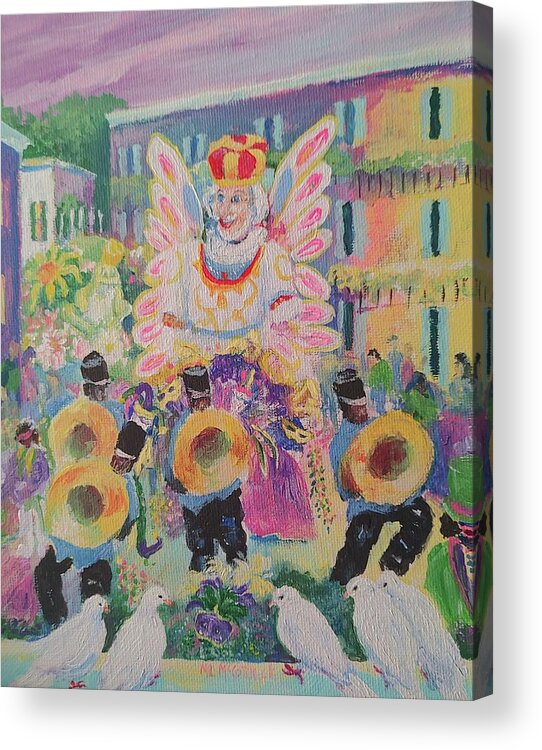 Mardi Gras Acrylic Print featuring the painting When the Saints Go Marching In---Mardi Gras King Rex by ML McCormick