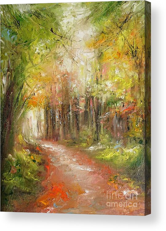Landscape Acrylic Print featuring the painting paintings of Where will life's road lead us....... by Mary Cahalan Lee - aka PIXI