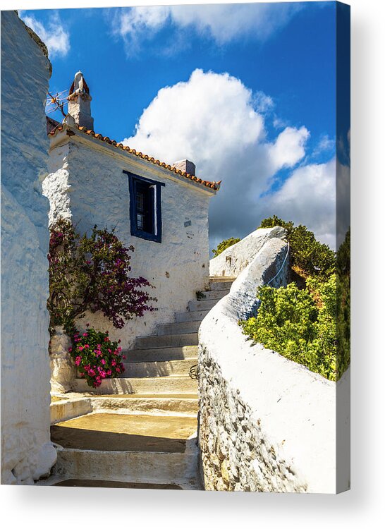 Aegean Sea Acrylic Print featuring the photograph White Greek House by Evgeni Dinev
