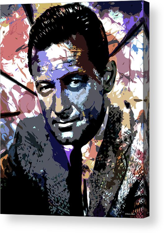 William Holden Acrylic Print featuring the digital art William Holden psychedelic portrait by Movie World Posters