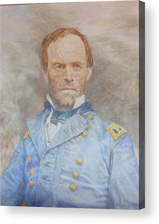 Sherman Acrylic Print featuring the drawing William T. Sherman by Edward Pearce