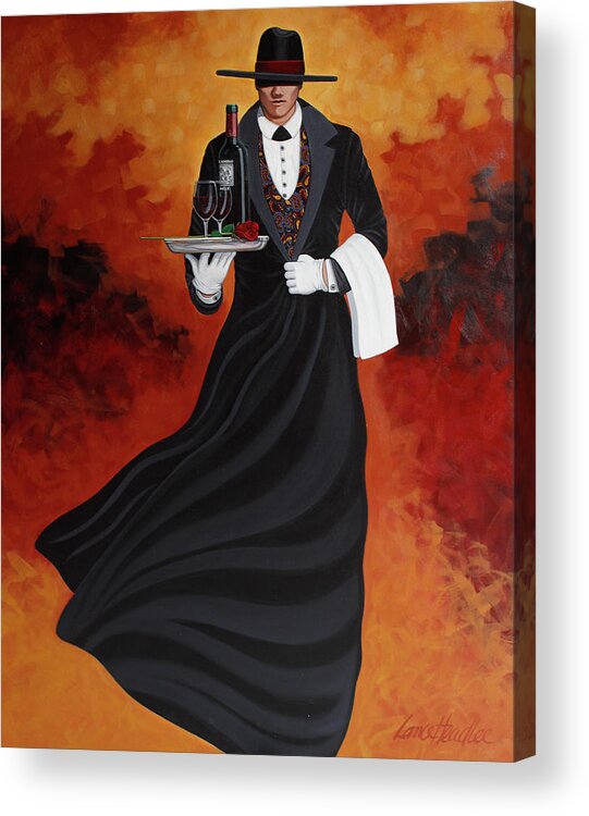 Red Rose Acrylic Print featuring the painting Wine Butler by Lance Headlee