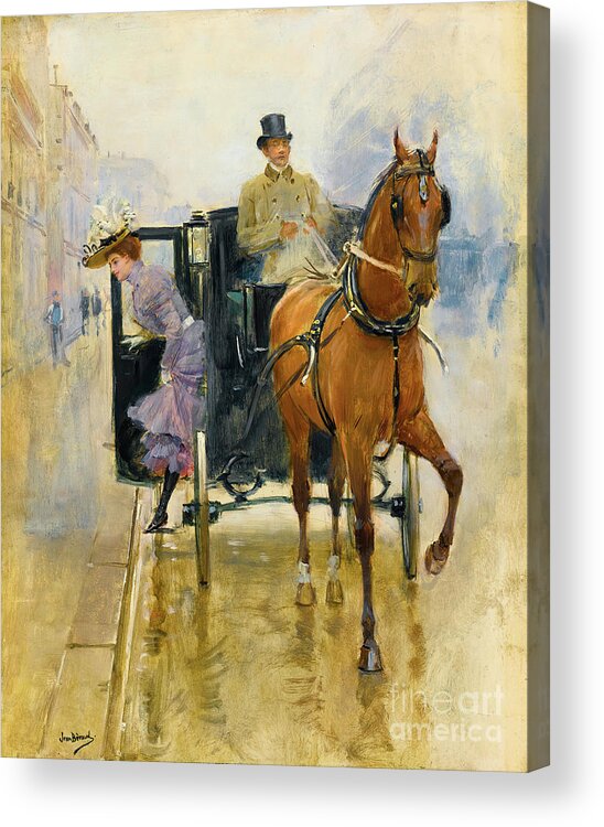 Woman Acrylic Print featuring the photograph Woman Getting Out of a Carriage by Jean Beraud by Carlos Diaz