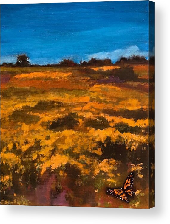 Yellow Acrylic Print featuring the painting Yellow Field by Rebecca Jacob