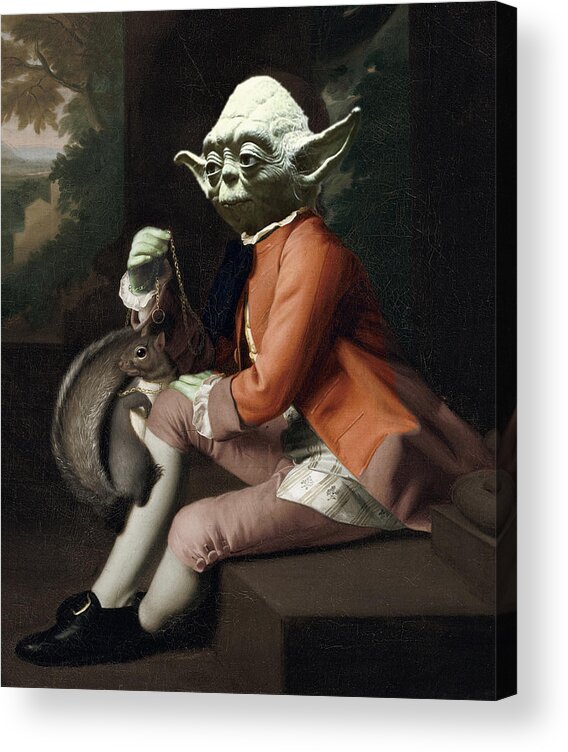 Yoda Acrylic Print featuring the painting Yoda Star Wars Antique Vintage Painting by Tony Rubino