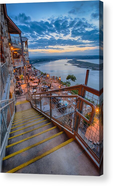 Wide Angle View Of The Oasis And Lake Travis Austin Texas Acrylic Print