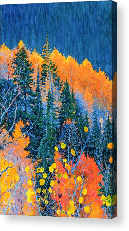 Colorado Aspen Acrylic Print featuring the painting Colorado Trees at Fall by Judith Barath