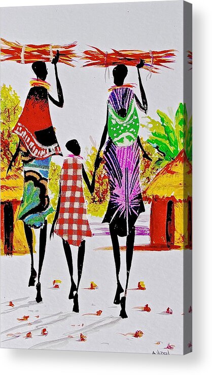African Paintings Acrylic Print featuring the painting L 121 by Albert Lizah