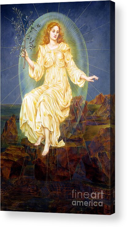 Crocodile Acrylic Print featuring the painting Lux in Tenebris by Evelyn De Morgan