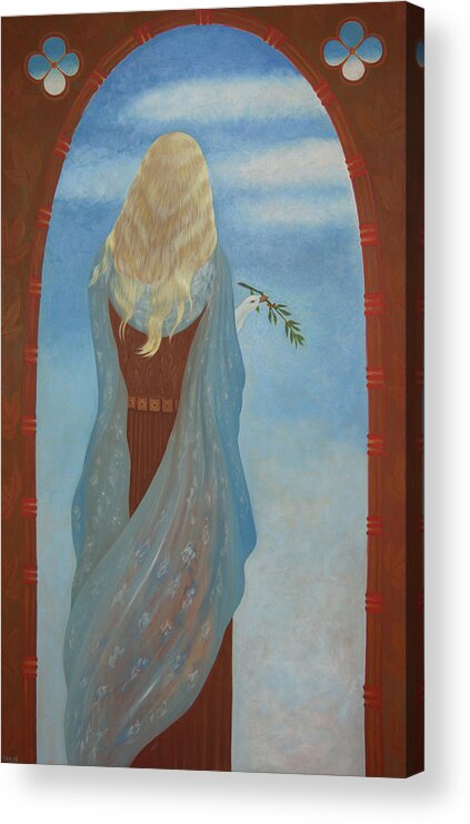 Woman Acrylic Print featuring the painting Messenger by Tone Aanderaa