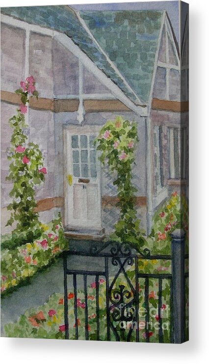 Doorway With Foilage Acrylic Print featuring the painting Scottish Doorway 3 by Genie Morgan