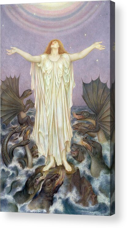 William Acrylic Print featuring the painting S.o.s. by Evelyn De Morgan