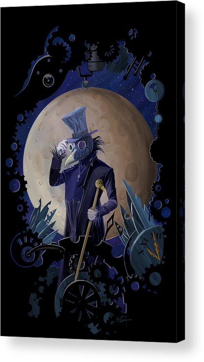 Steampunk Acrylic Print featuring the painting Steampunk crownman by Sassan Filsoof