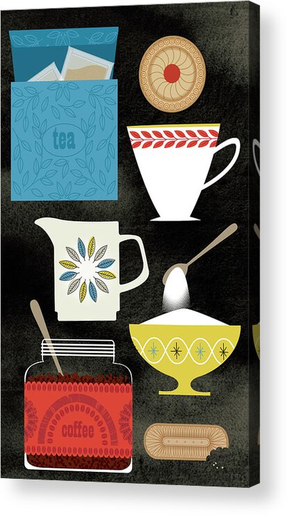 Beverage Acrylic Print featuring the photograph Tea, Coffee, Cream, Sugar And Cookies by Ikon Ikon Images
