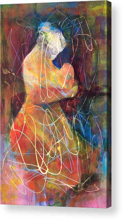 Mother Acrylic Print featuring the painting Tender Moment by Marilyn Jacobson