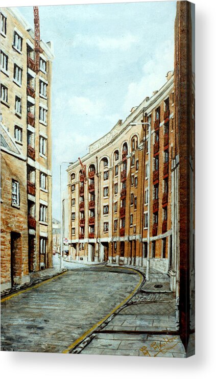 Gun Wharf Acrylic Print featuring the painting Wapping High Street and Gun Wharf London by Mackenzie Moulton