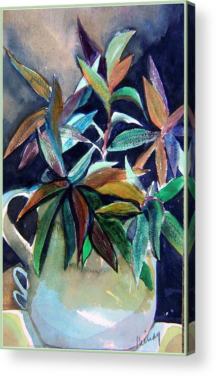 Planter Acrylic Print featuring the painting Blue Pitcher by Mindy Newman