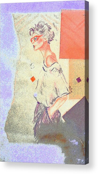 Figure Acrylic Print featuring the drawing Eighties by Shelley Myers