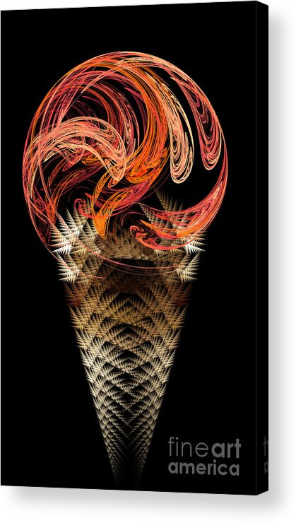 Food Acrylic Print featuring the digital art Orange Ice Cream Cone by Andee Design