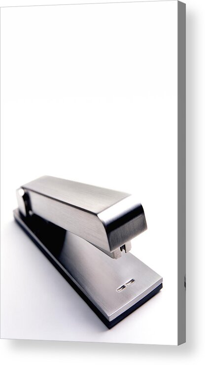 Vertical Acrylic Print featuring the photograph Stapler With Copy Space by Peter Dazeley