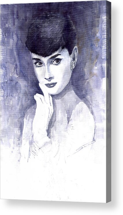 Watercolour Acrylic Print featuring the painting Audrey Hepburn by Yuriy Shevchuk